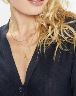 Femme Jodhpur Gilet droit en Lin & Coton Mimosa bleu marine