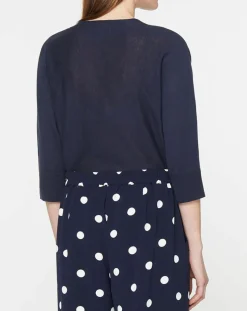 Femme Jodhpur Gilet droit en Lin & Coton Mimosa bleu marine