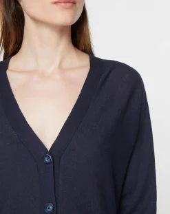 Femme Jodhpur Gilet droit en Lin & Coton Mimosa bleu marine