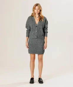 Sale Rodier Gilet Eden en laine & Cachemire boutonné col V gris chiné