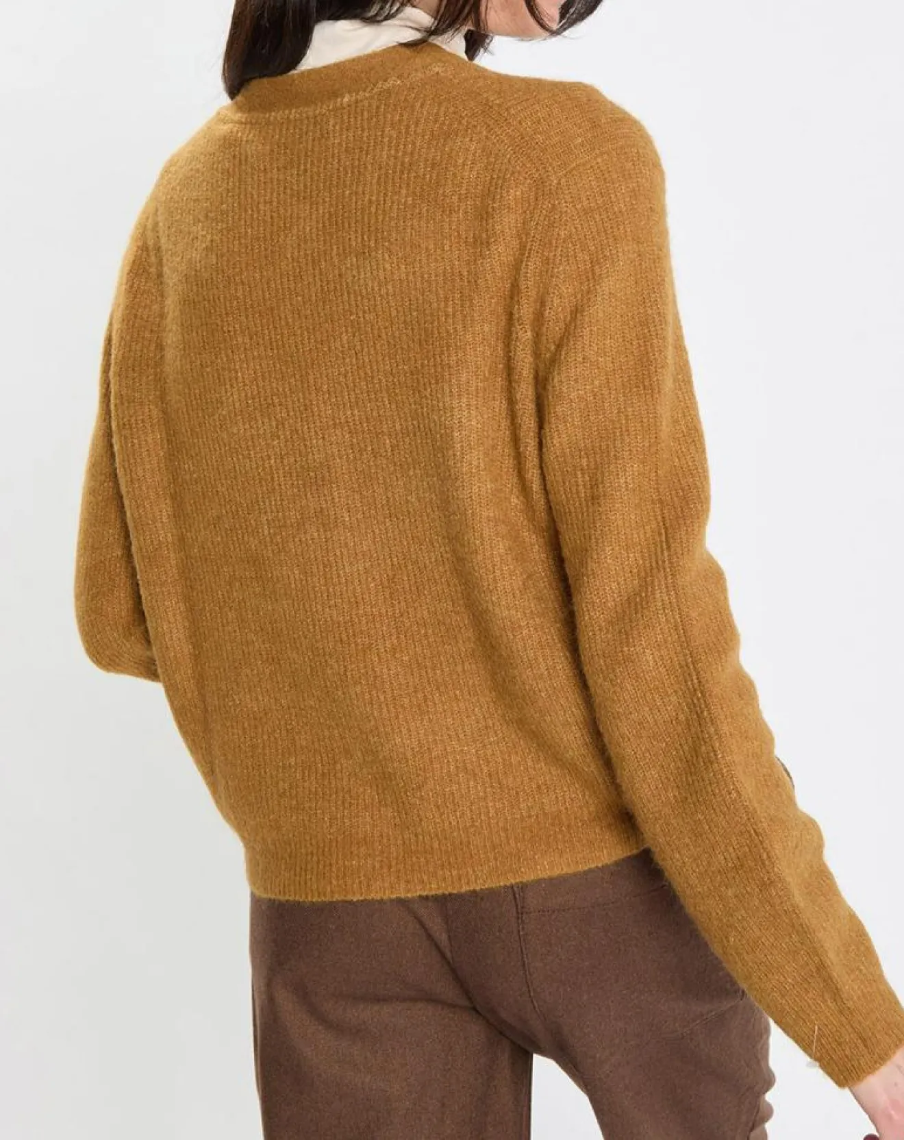 Hot Marc O'Polo Gilet en Alpaga & Laine mélangés 3 Boutons kaki marron