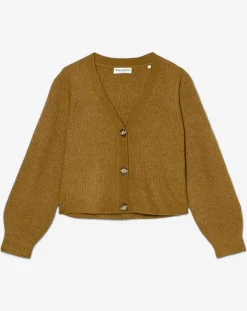 Hot Marc O'Polo Gilet en Alpaga & Laine mélangés 3 Boutons kaki marron