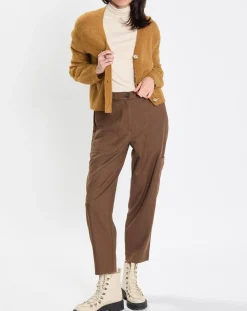 Hot Marc O'Polo Gilet en Alpaga & Laine mélangés 3 Boutons kaki marron