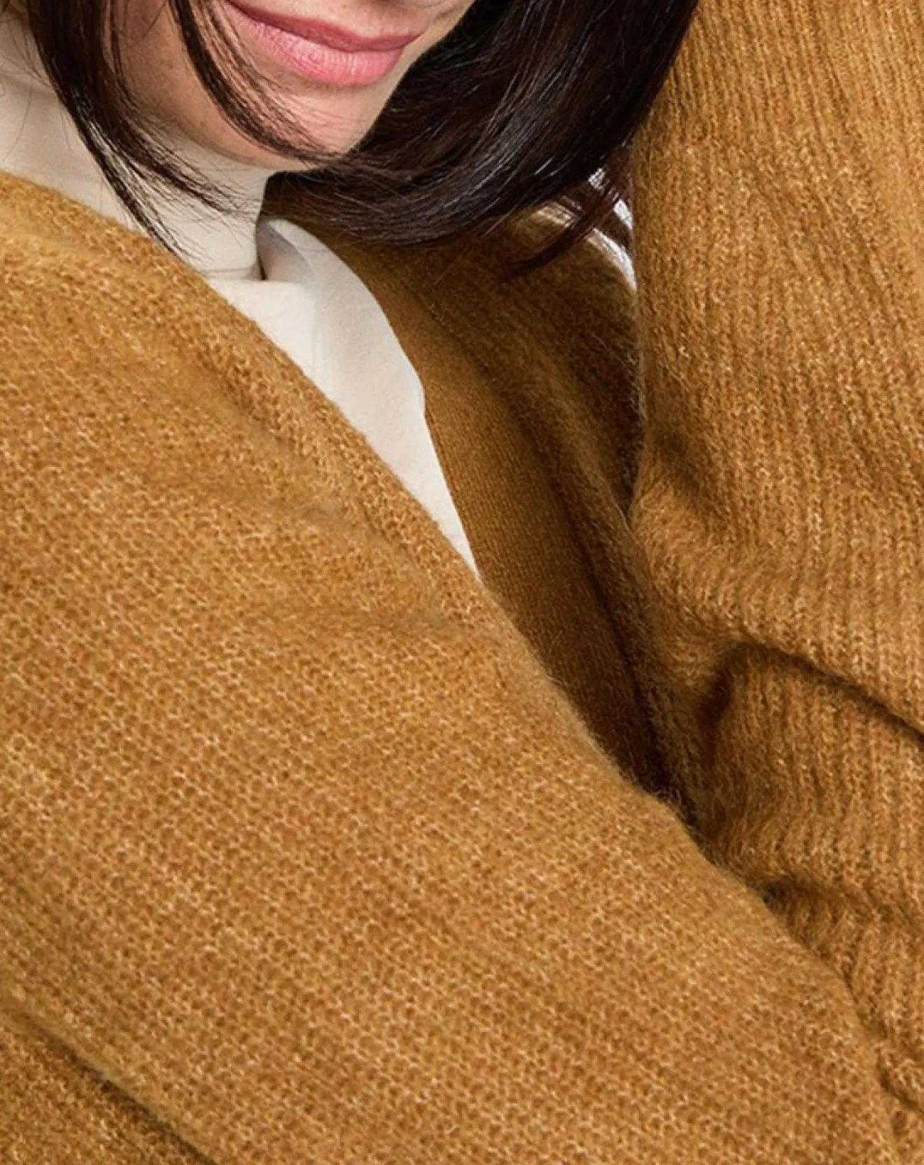 Hot Marc O'Polo Gilet en Alpaga & Laine mélangés 3 Boutons kaki marron