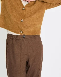 Hot Marc O'Polo Gilet en Alpaga & Laine mélangés 3 Boutons kaki marron