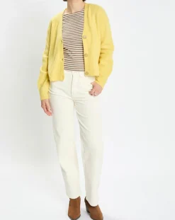 Femme Marc O'Polo Gilet en Alpaga & Laine mélangés 3 Boutons jaune