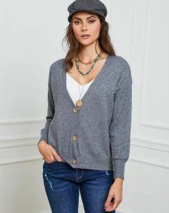 Clearance Fleur de cachemire Gilet en Cachemire mélangé Laura gris