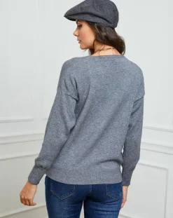 Clearance Fleur de cachemire Gilet en Cachemire mélangé Laura gris