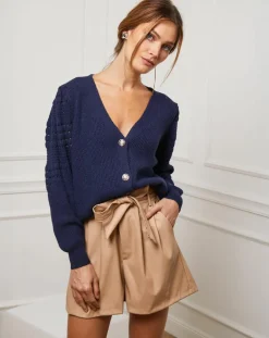 Clearance Fleur de cachemire Gilet en Cachemire mélangé Liv marine