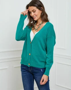 New Fleur de cachemire Gilet en Cachemire mélangé Laura vert