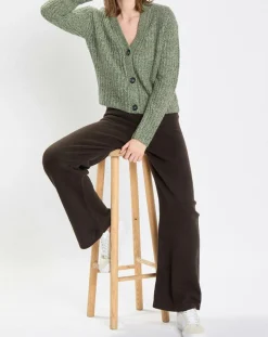 Best Marc O'Polo Gilet en Coton, Laine & Alpaga mélangés grosse maille chiné vert foncé