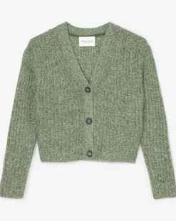 Best Marc O'Polo Gilet en Coton, Laine & Alpaga mélangés grosse maille chiné vert foncé