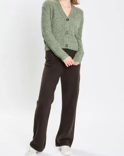 Best Marc O'Polo Gilet en Coton, Laine & Alpaga mélangés grosse maille chiné vert foncé