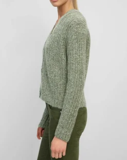 Best Marc O'Polo Gilet en Coton, Laine & Alpaga mélangés grosse maille chiné vert foncé