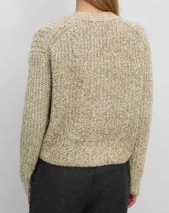 Hot Marc O'Polo Gilet en Coton, Laine & Alpaga mélangés grosse maille chiné marron