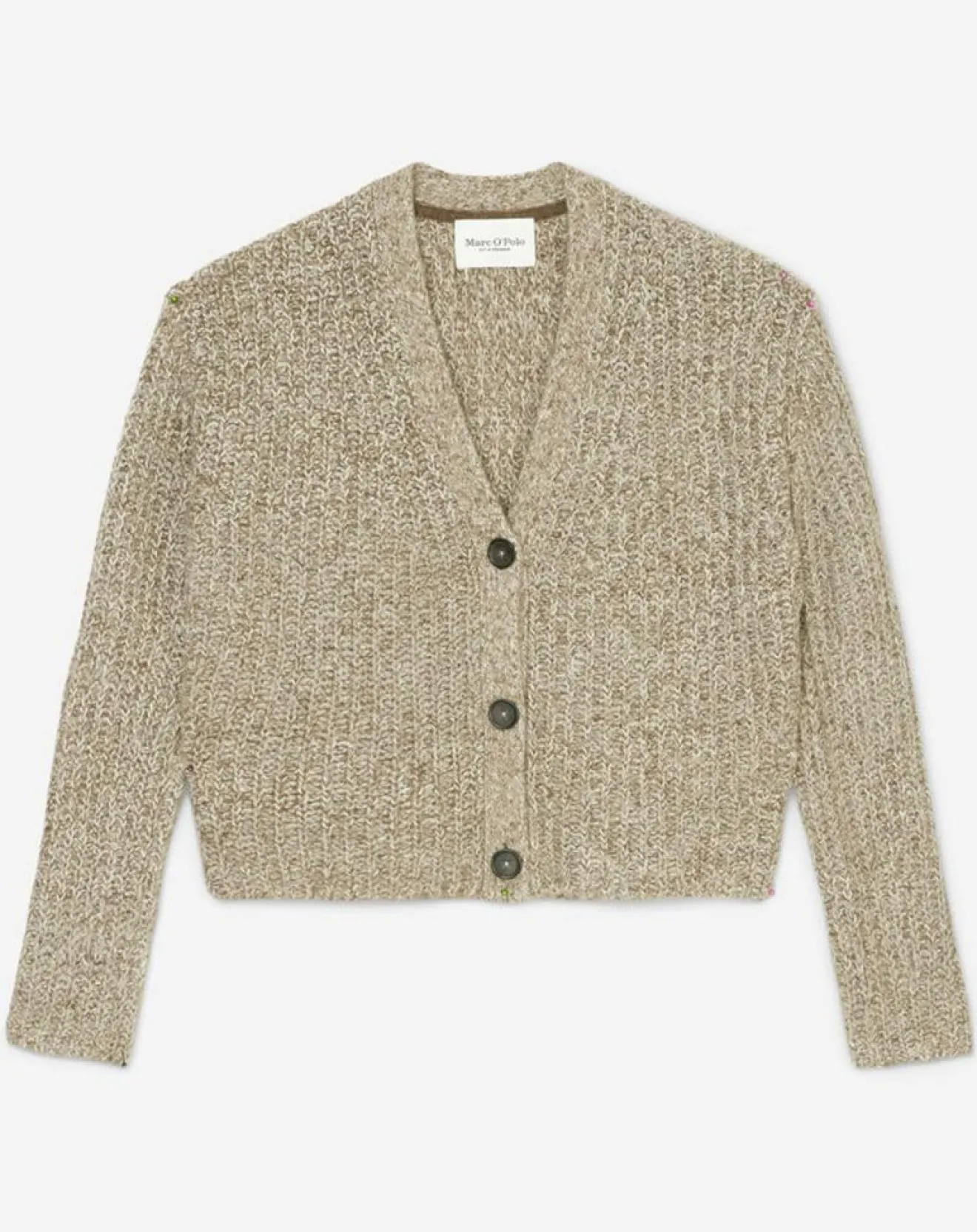 Hot Marc O'Polo Gilet en Coton, Laine & Alpaga mélangés grosse maille chiné marron