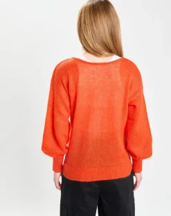 New Galeries Lafayette Gilet en Laine & Mohair mélangés Maille Boston 2 rouge moyen