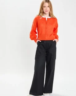 New Galeries Lafayette Gilet en Laine & Mohair mélangés Maille Boston 2 rouge moyen