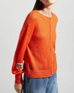 New Galeries Lafayette Gilet en Laine & Mohair mélangés Maille Boston 2 rouge moyen