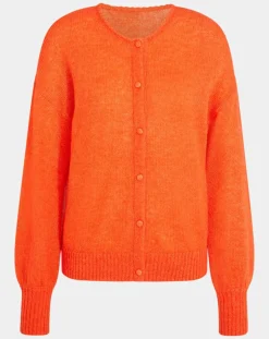 New Galeries Lafayette Gilet en Laine & Mohair mélangés Maille Boston 2 rouge moyen