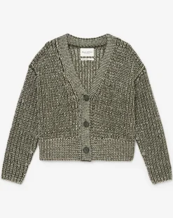 Discount Marc O'Polo Gilet en Laine mélangée grosse maille marron/écru