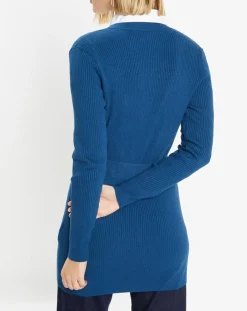 Femme Galeries Lafayette Gilet en Maille côtelée stretch Fernand bleu foncé
