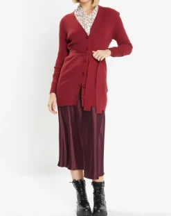 Online Galeries Lafayette Gilet en Maille côtelée stretch Fernand bordeaux