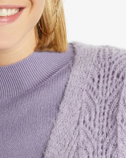 Sale Galeries Lafayette Gilet en Maille pointelle mousseuse Rina violet clair