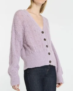 Sale Galeries Lafayette Gilet en Maille pointelle mousseuse Rina violet clair