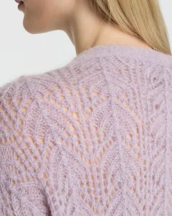 Sale Galeries Lafayette Gilet en Maille pointelle mousseuse Rina violet clair