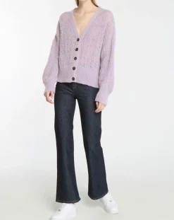 Sale Galeries Lafayette Gilet en Maille pointelle mousseuse Rina violet clair