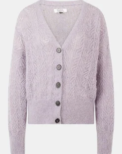 Sale Galeries Lafayette Gilet en Maille pointelle mousseuse Rina violet clair