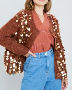 Clearance Manoush Gilet en Mohair & Laine mélangés Pampille écureuil