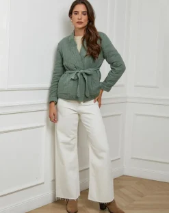 Discount L'Armoire de Suzette Gilet Flore kaki