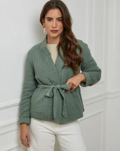 Discount L'Armoire de Suzette Gilet Flore kaki