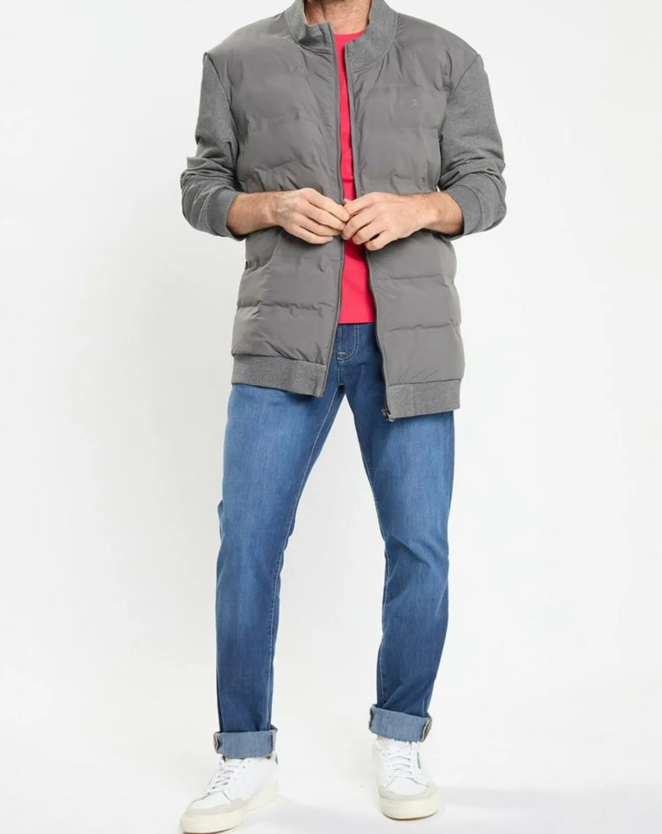 Online Hackett London Gilet Hybride bimatière gris foncé