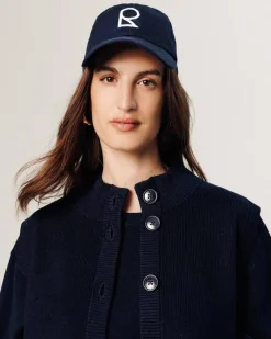 Femme Rodier Gilet Kylie manches courtes col montant bleu nuit