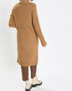 Clearance Marc O'Polo Gilet long à capuche en Laine mélangée camel