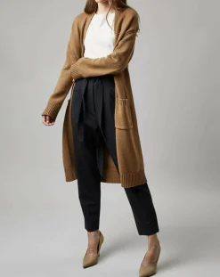 Clearance Marc O'Polo Gilet long à capuche en Laine mélangée camel