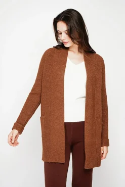 Discount C&Jo Gilet long à col châle marron