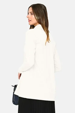 Femme Assuili Gilet long en Cachemire mélangé col châle naturel