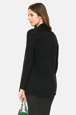 Outlet Assuili Gilet long en Cachemire mélangé col châle noir