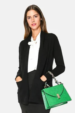 Outlet Assuili Gilet long en Cachemire mélangé col châle noir