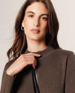 Rodier Gilet Maggie zippé marron havane