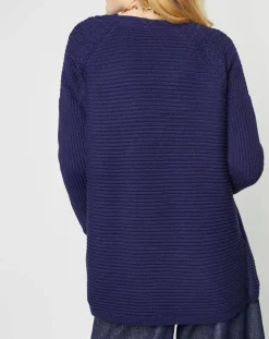 New Karl Marc John Gilet Mystère en Maille de coton bleu marine