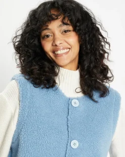 Femme Lou Andrea Gilet réversible en Fausse Fourrure 373 Mont bleu