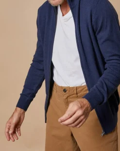 Clearance Oscar et Louise Gilet zippé 100% Cachemire John bleu marine