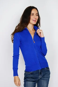 Clearance C&Jo Gilet zippé en Cachemire mélangé royal