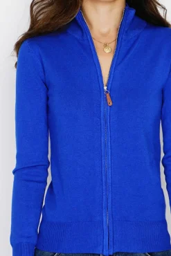 Clearance C&Jo Gilet zippé en Cachemire mélangé royal