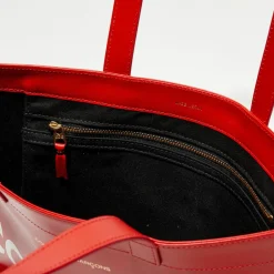 Femme Comme des Garçons Grand sac fourre-tout en Cuir avec logo rouge - 33x36x0.5 cm